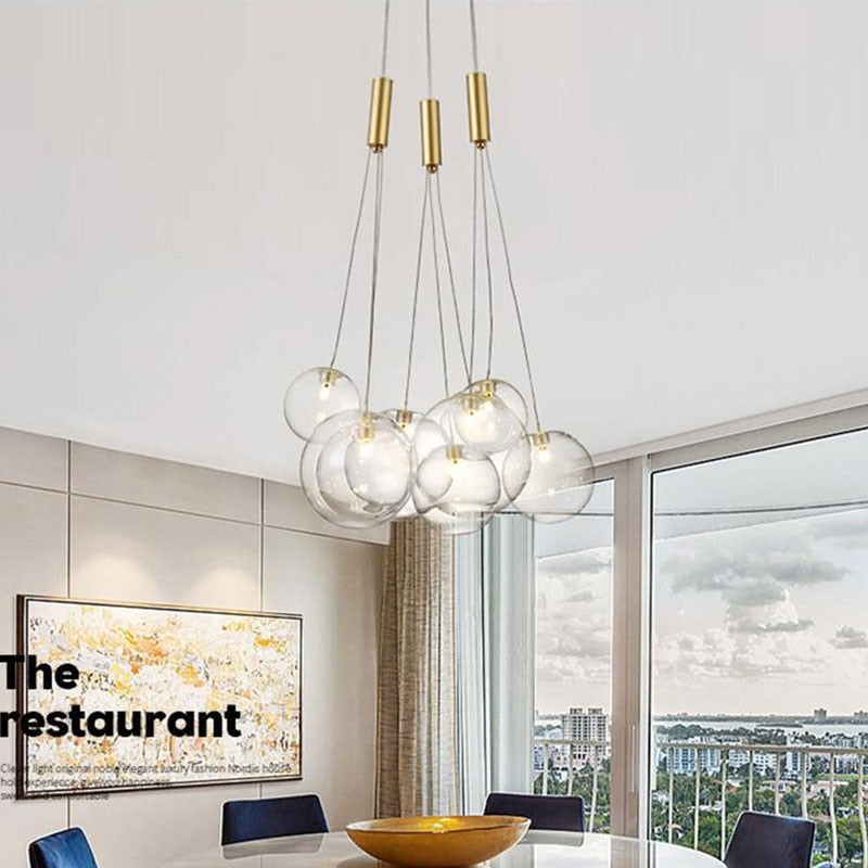 Valentina  Suspension Bubble Moderne Métal/Verre Transparent/Étoilé Salon