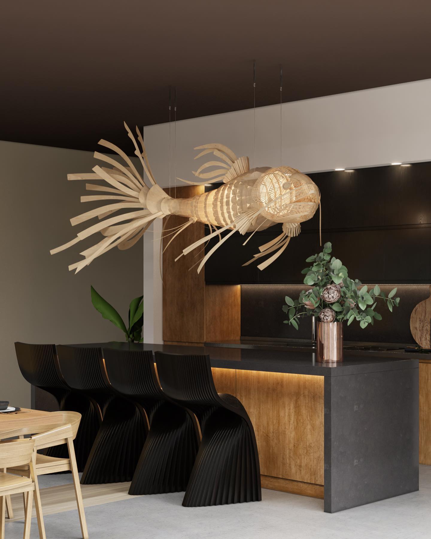 Ivsolara Individual Creativity Wood Metal Chandelier - Lamp Copper