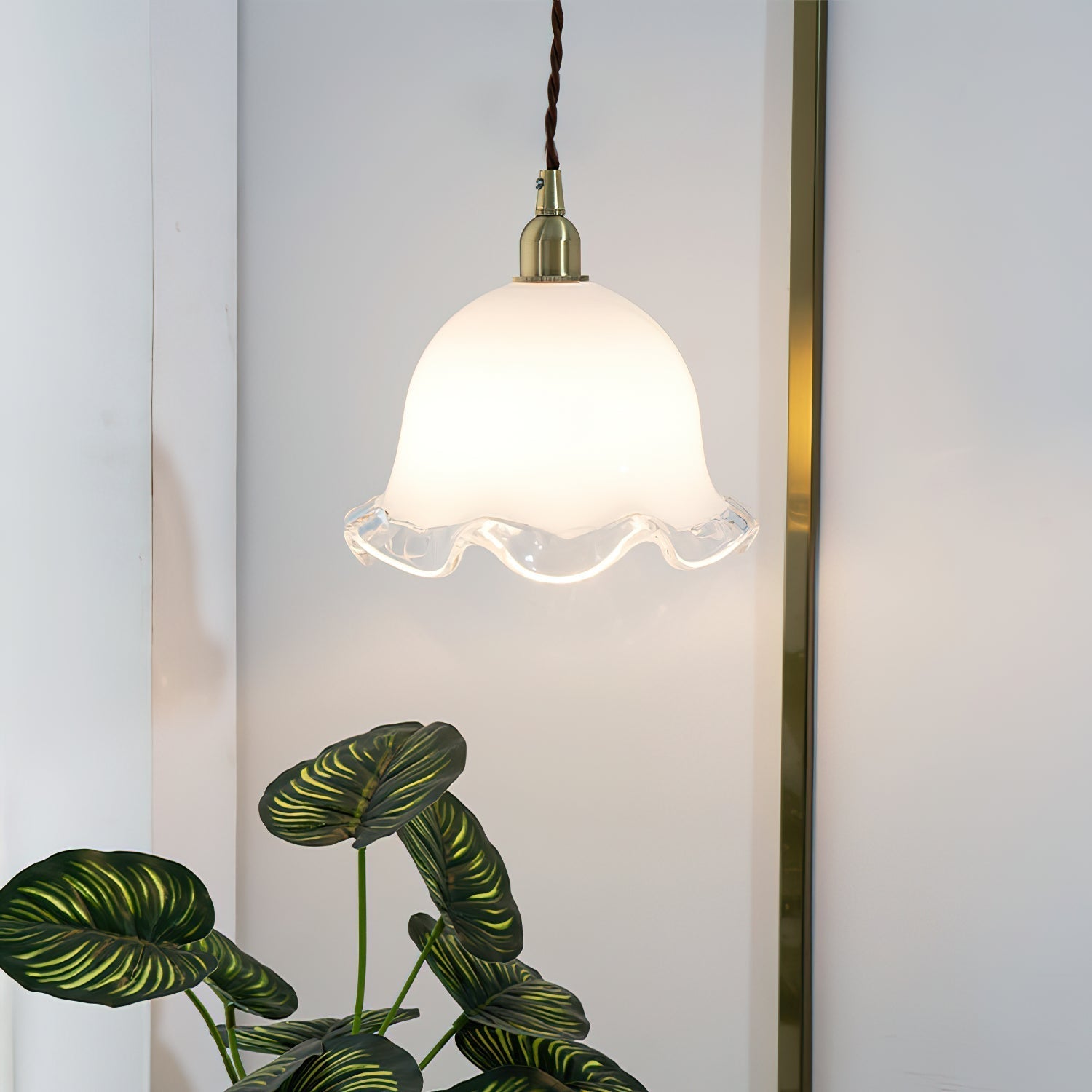 Allirora Premium Elegance Brass Glass Pendant Lamp - Lamp Copper