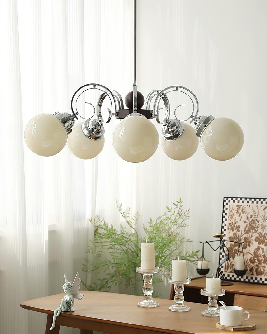 Kotter Chandelier Cream Satin Nickel Modern - Neutralighting