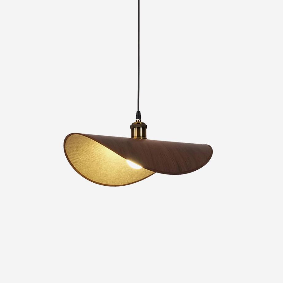 Pendant Lamp Linen Fabric Shade Wood Organic Sculptural - Letslighting