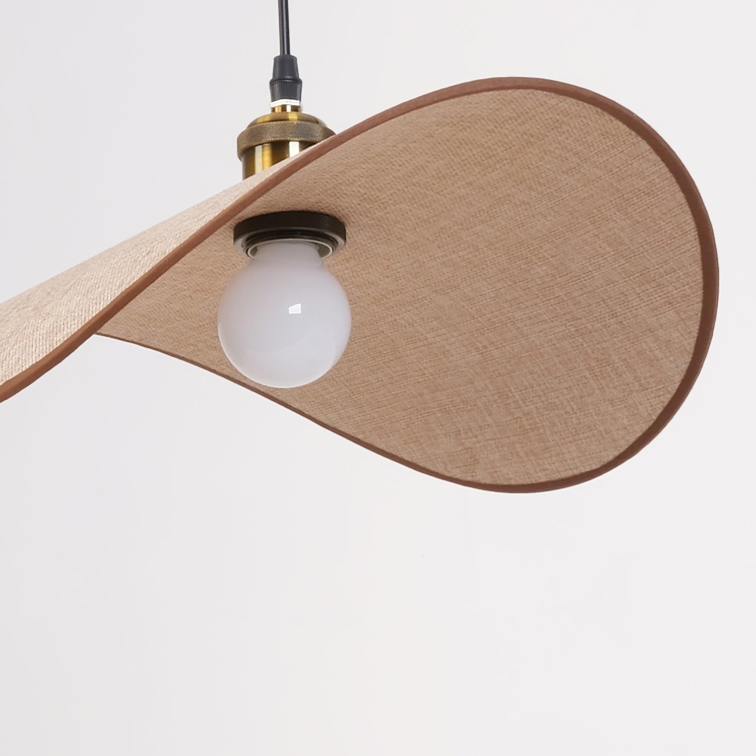Pendant Lamp Linen Fabric Shade Wood Organic Sculptural - Letslighting