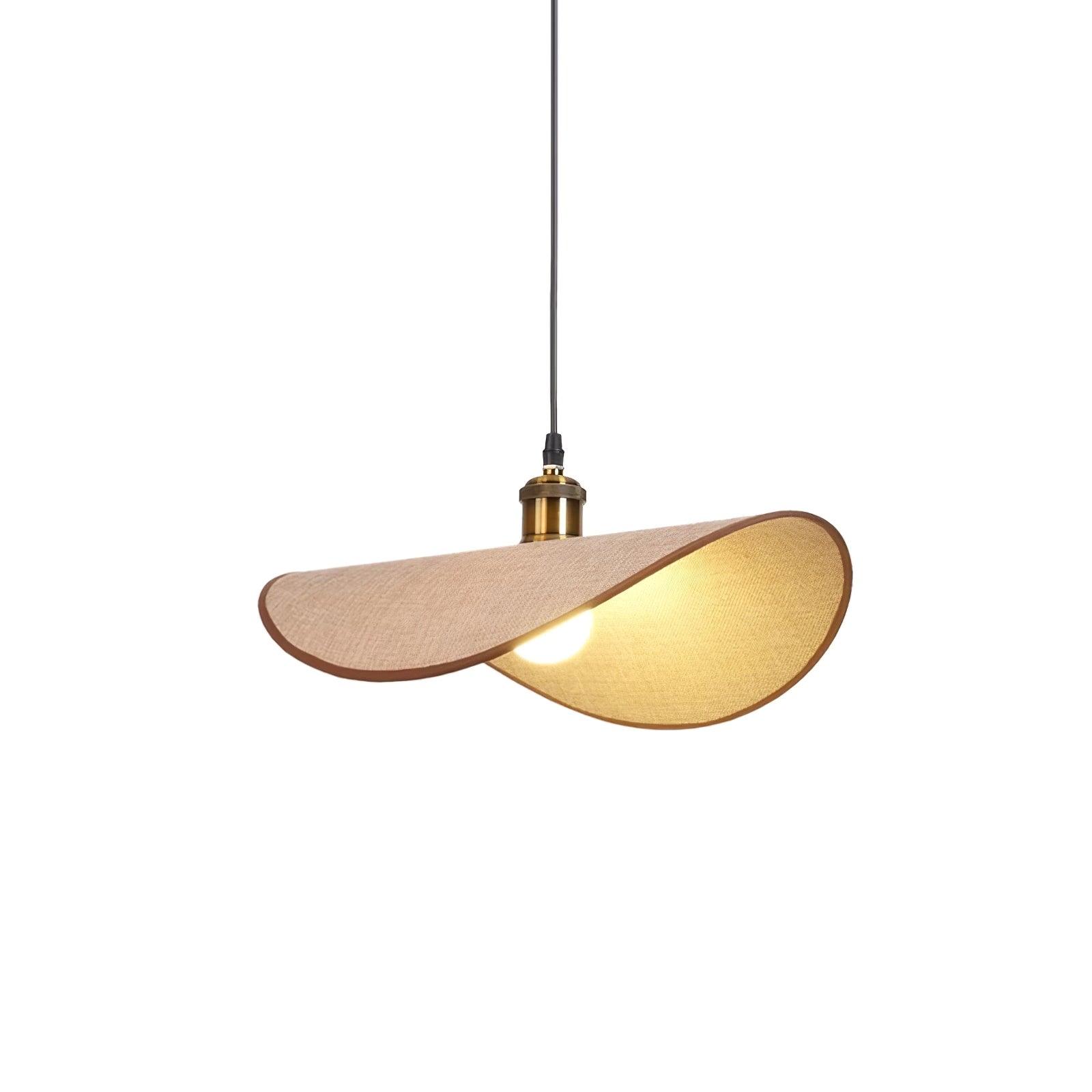 Pendant Lamp Linen Fabric Shade Wood Organic Sculptural - Letslighting