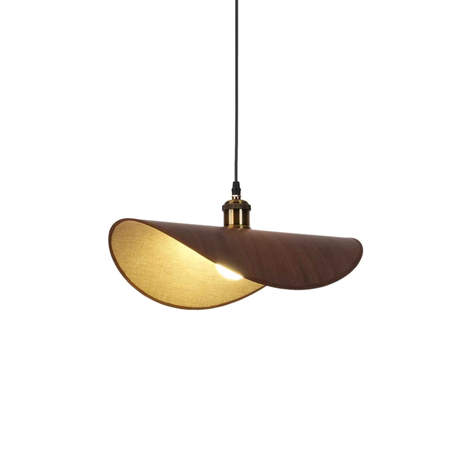 Pendant Lamp Linen Fabric Shade Wood Organic Sculptural - Letslighting