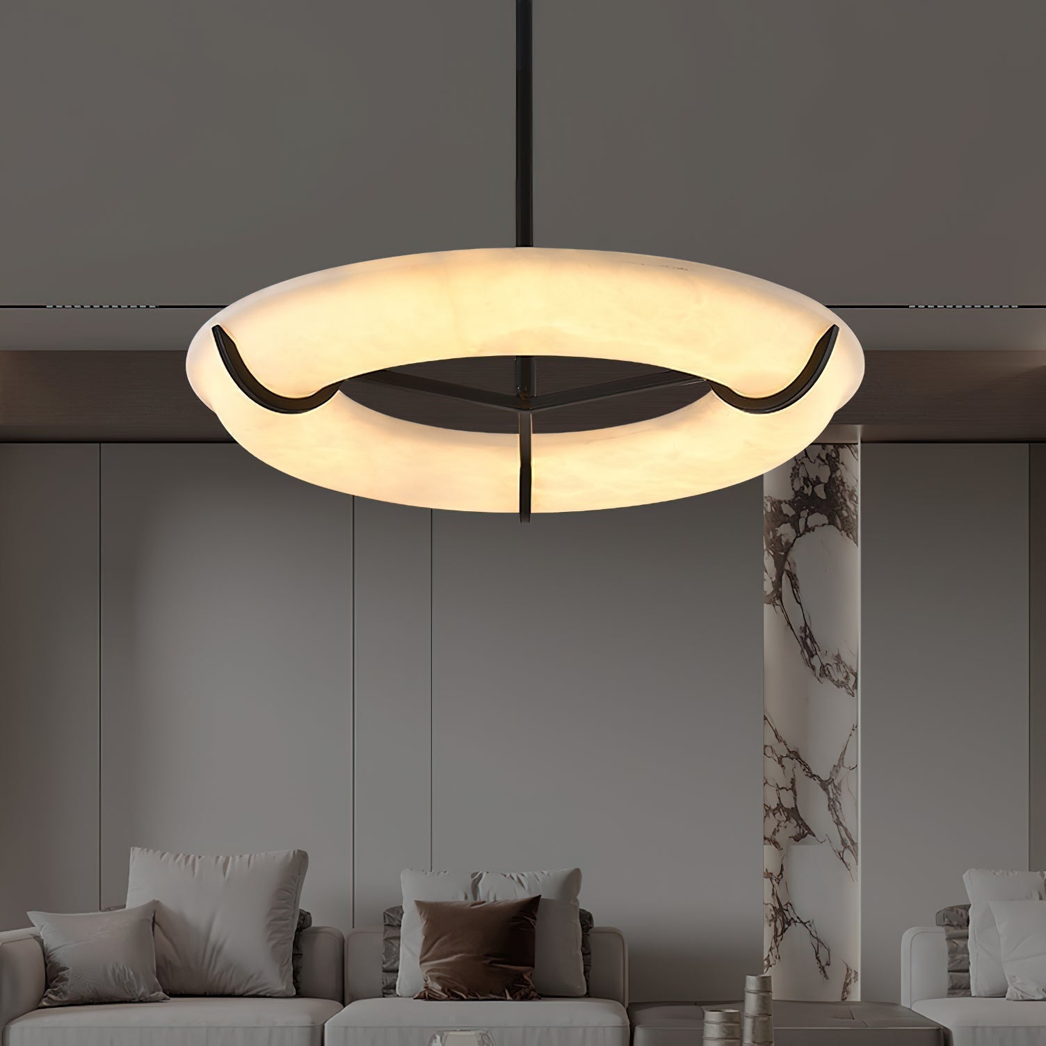 Eldorora Modern Minimalist Brass Alabaster Chandelier - Lamp Copper