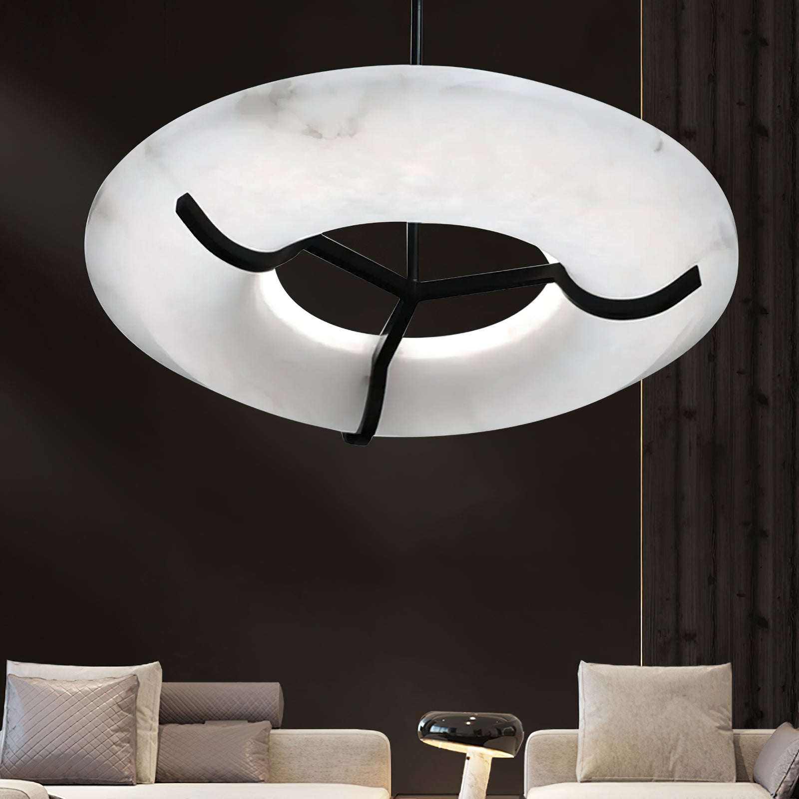 Eldorora Modern Minimalist Brass Alabaster Chandelier - Lamp Copper