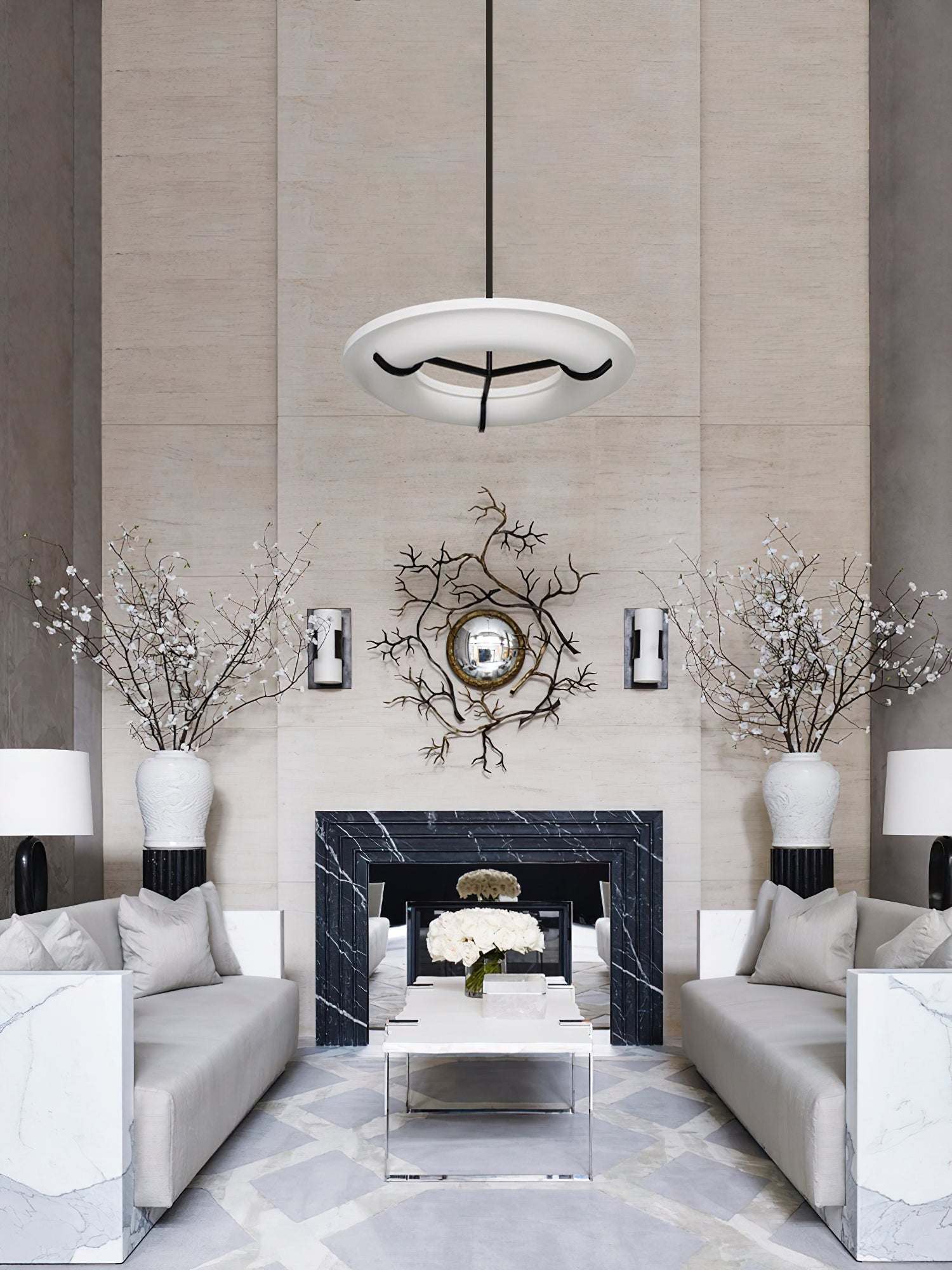 Eldorora Modern Minimalist Brass Alabaster Chandelier - Lamp Copper
