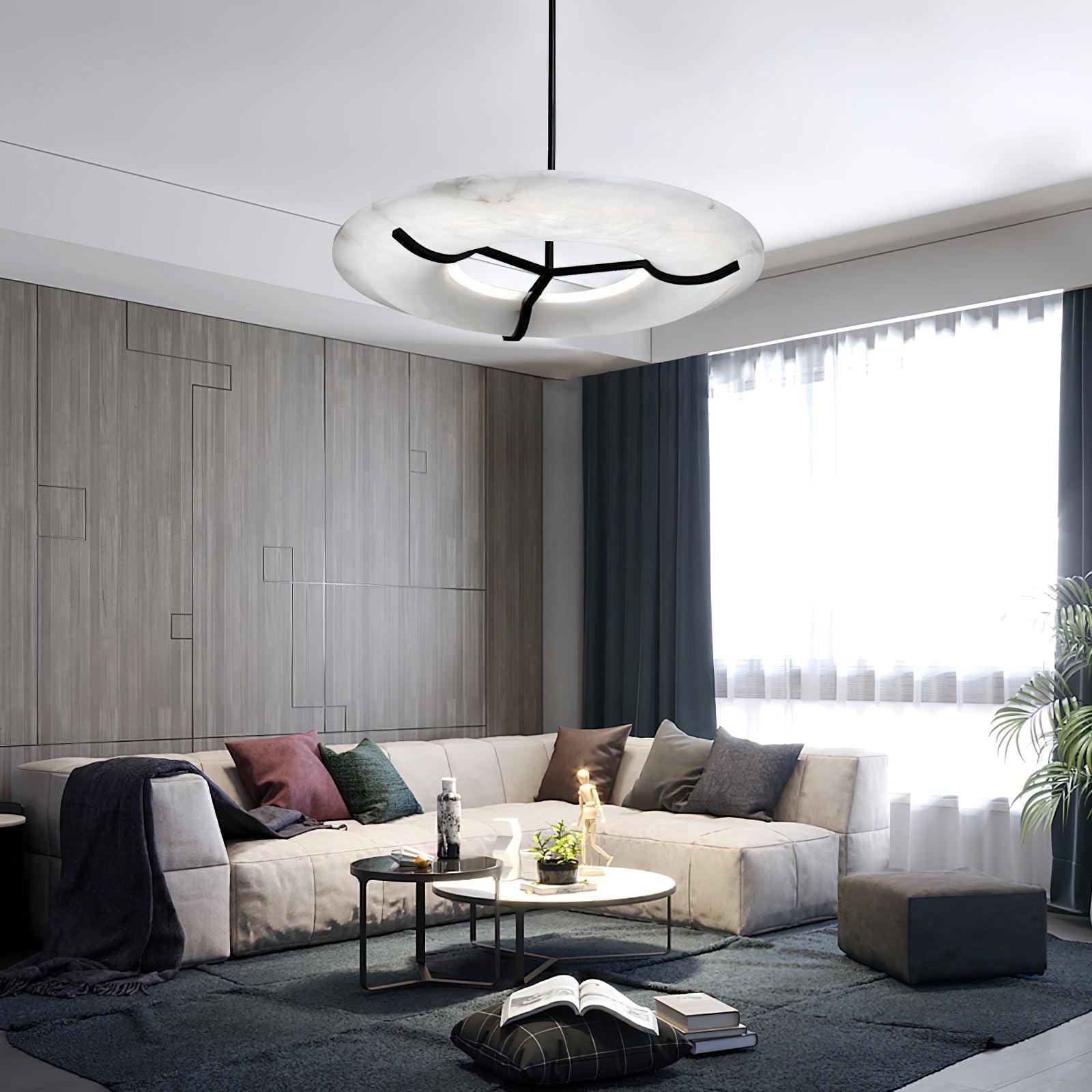 Eldorora Modern Minimalist Brass Alabaster Chandelier - Lamp Copper