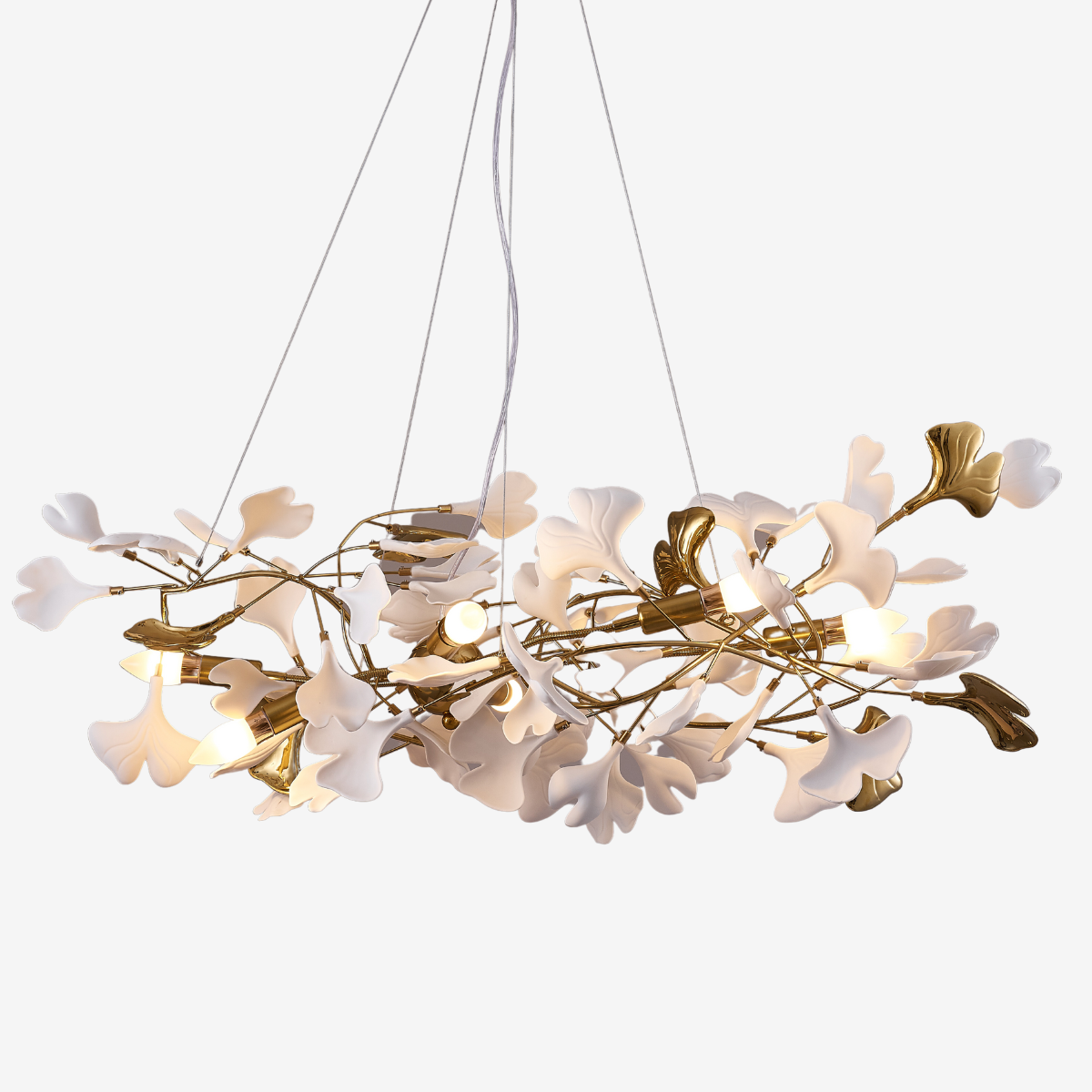 Davor Lustre Suspension Feuille Artistic Design. Métal/Céramique. Blanc. Salon