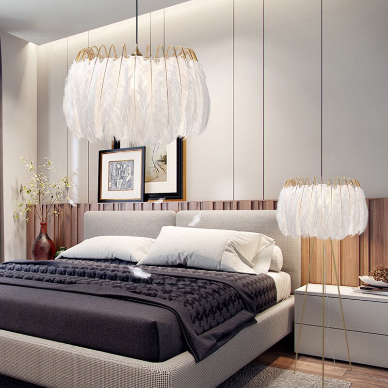 O'Moore Suspension Elegant Feather, Noir/Blanc, Chambre/Salon - Neutralighting