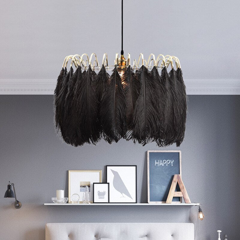 O'Moore Suspension Elegant Feather, Noir/Blanc, Chambre/Salon - Neutralighting