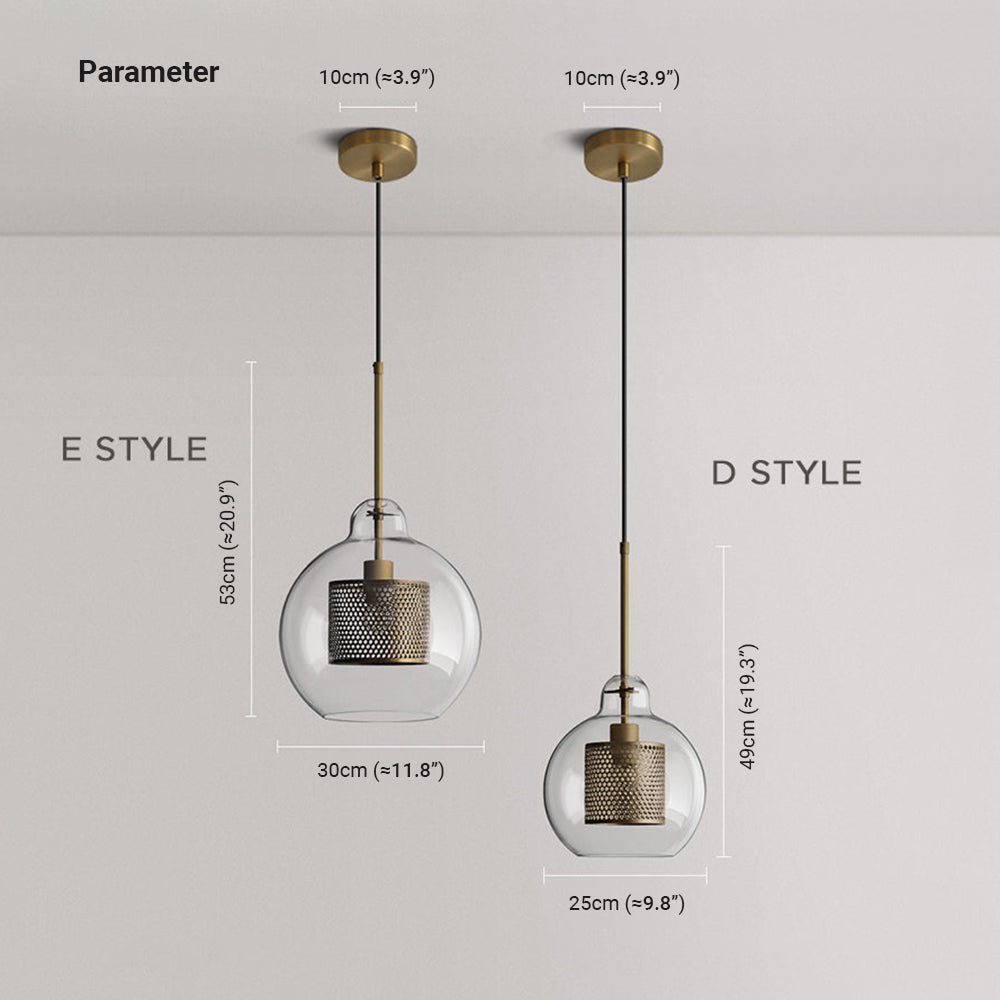 Hessa Suspension Globe/Cylindre Moderne. Métal/Verre. Doré/Argent. Salon
