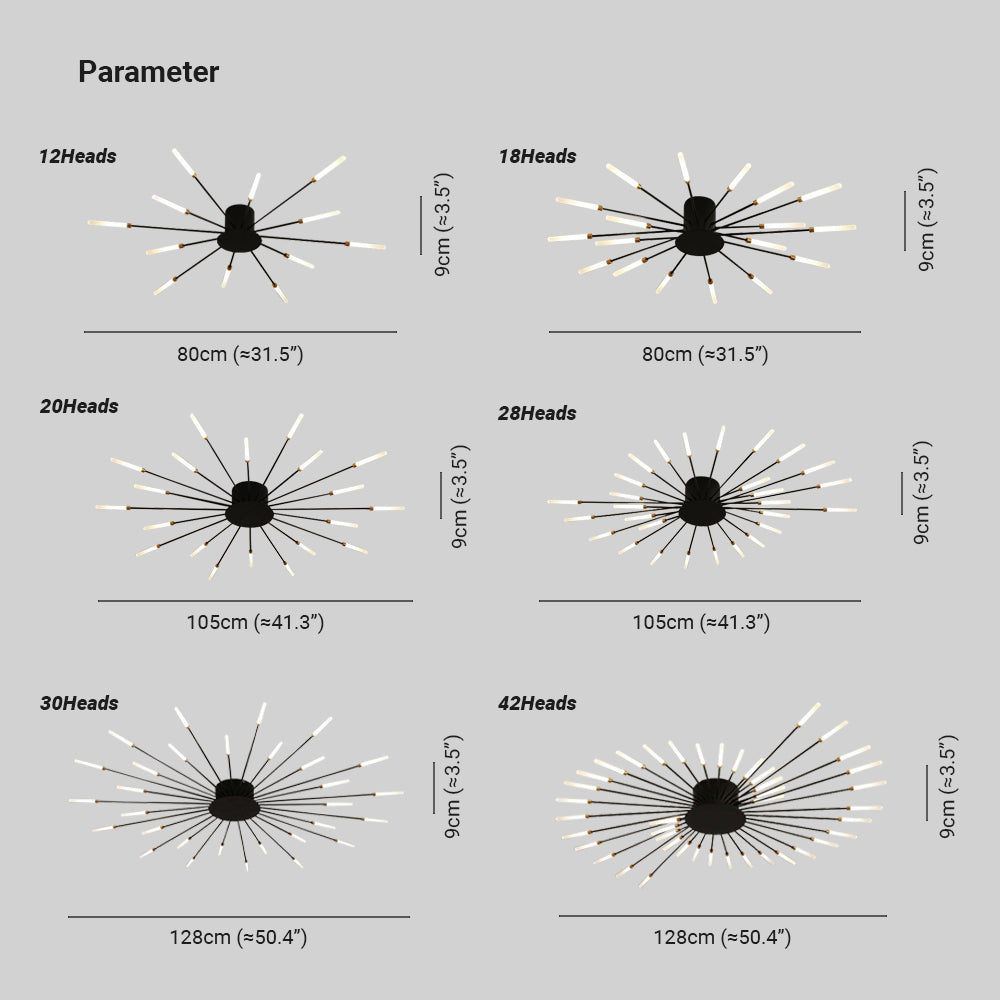 Wesley Plafonnier Fireworks Design Artistique Noir/Doré - Neutralighting
