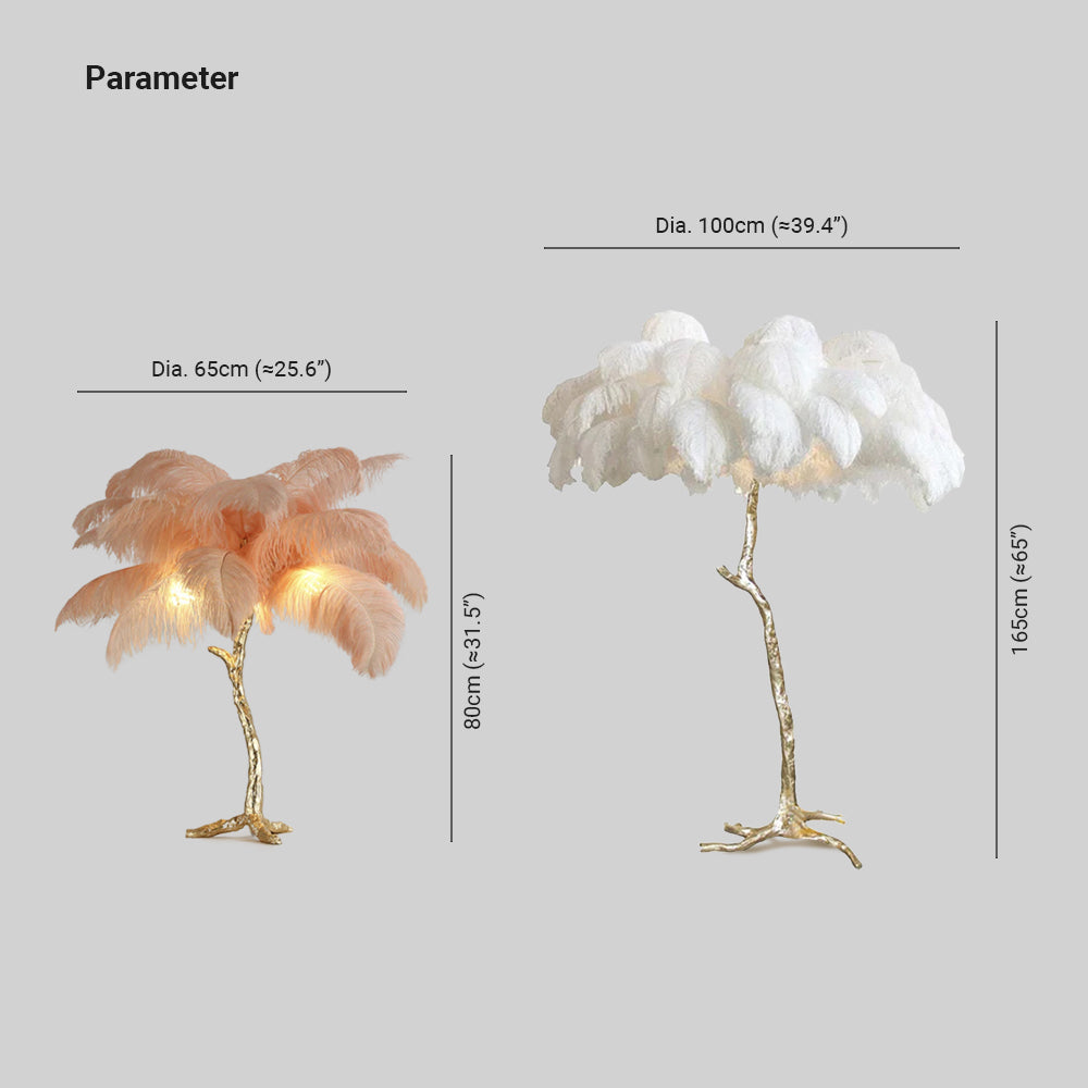 Lampadaire Fleur Luxe Plume/Métal Coloré Salon