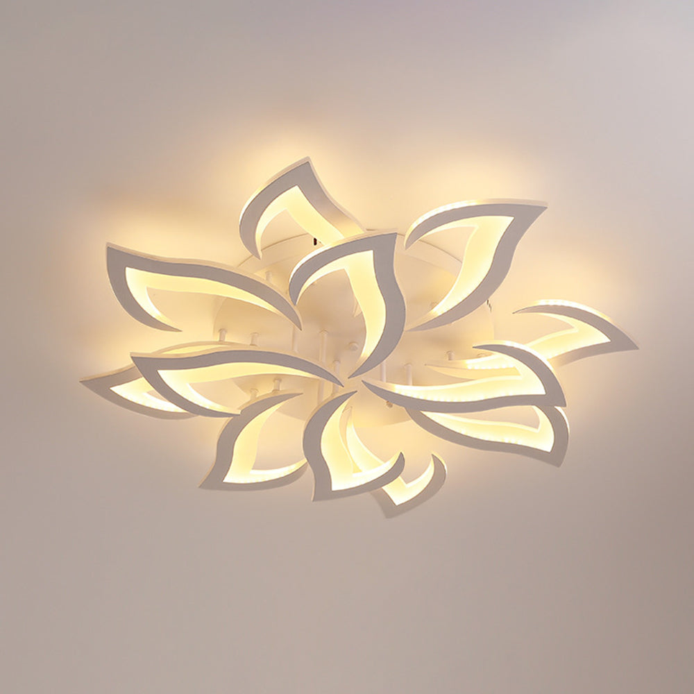 Arisha Plafonnier Fleur Contemporain Métal/Acrylique Noir/Blanc Salon - Neutralighting