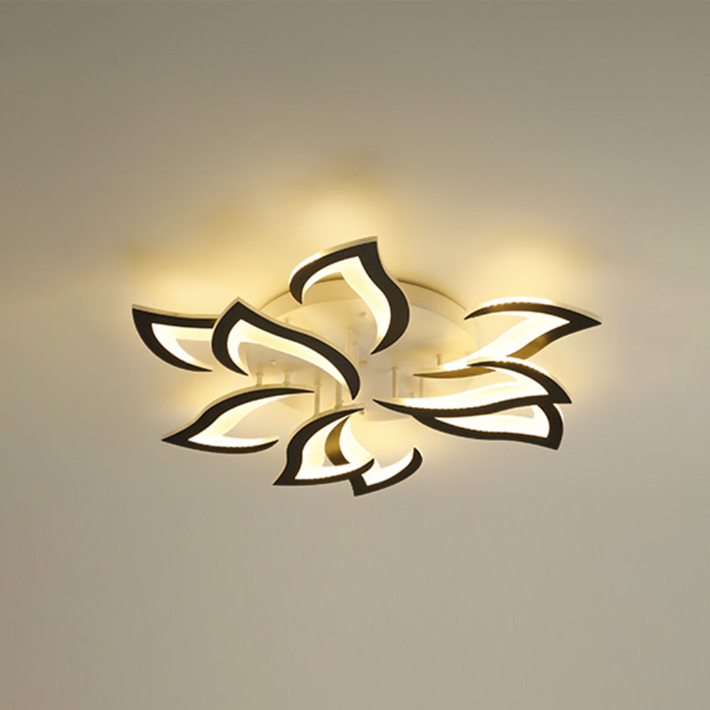 Arisha Plafonnier Fleur Contemporain Métal/Acrylique Noir/Blanc Salon - Neutralighting