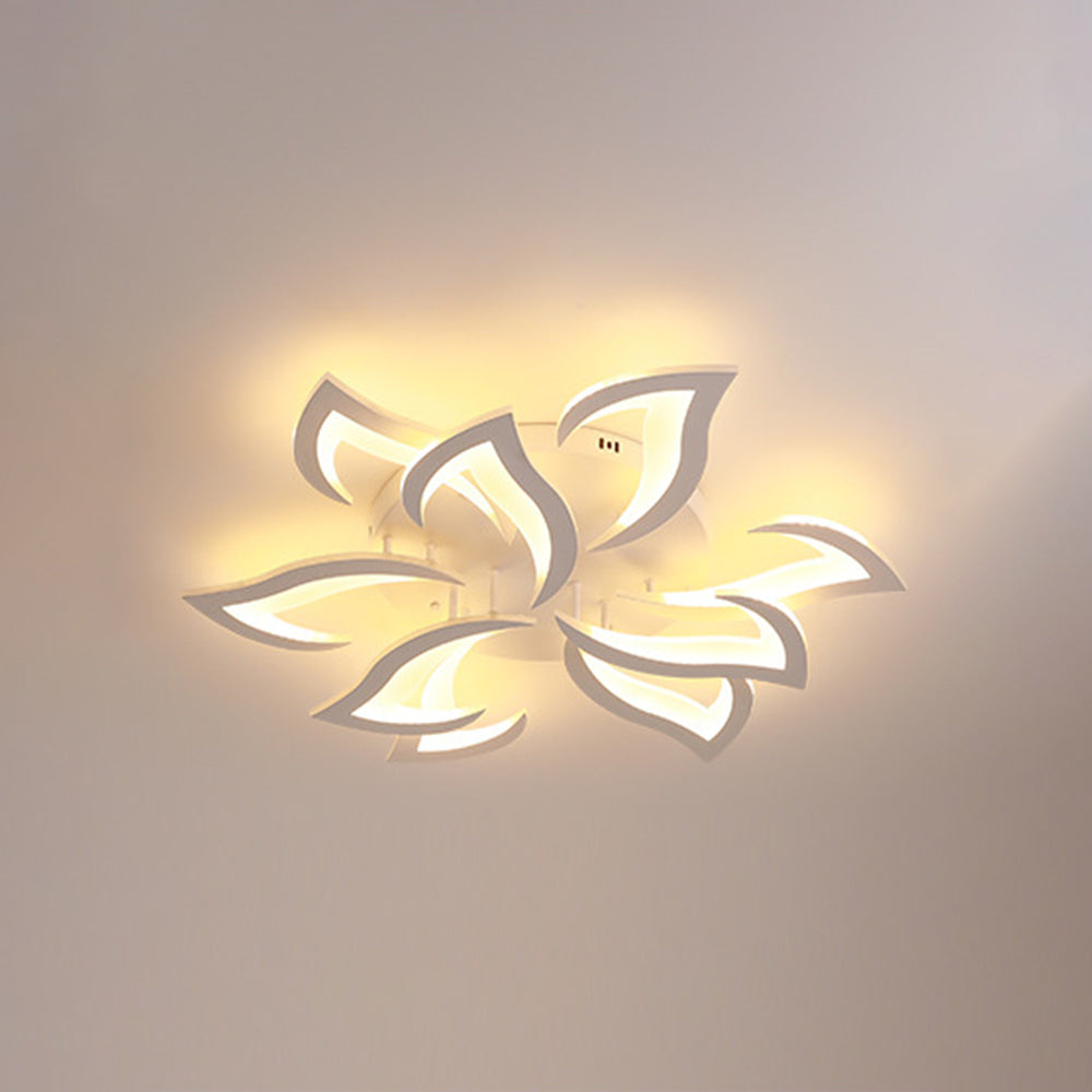 Arisha Plafonnier Fleur Contemporain Métal/Acrylique Noir/Blanc Salon - Neutralighting