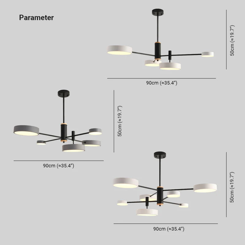 Arisha Suspension Ronde/Linéaire Moderne, Métal/Bois, Doré/Blanc/Gris, Salon - Neutralighting