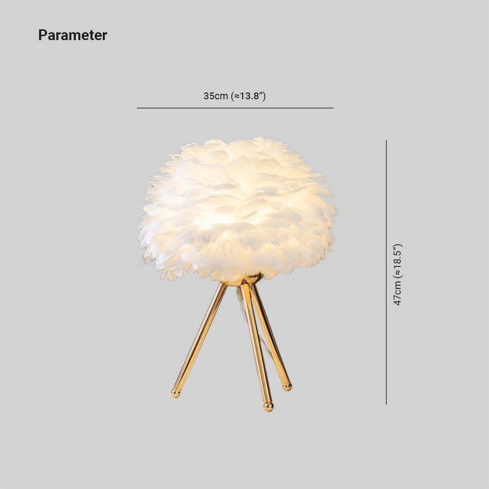 O'Moore Lampe de Table Fleur Nordique, Plume/Métal, Chambre - Neutralighting
