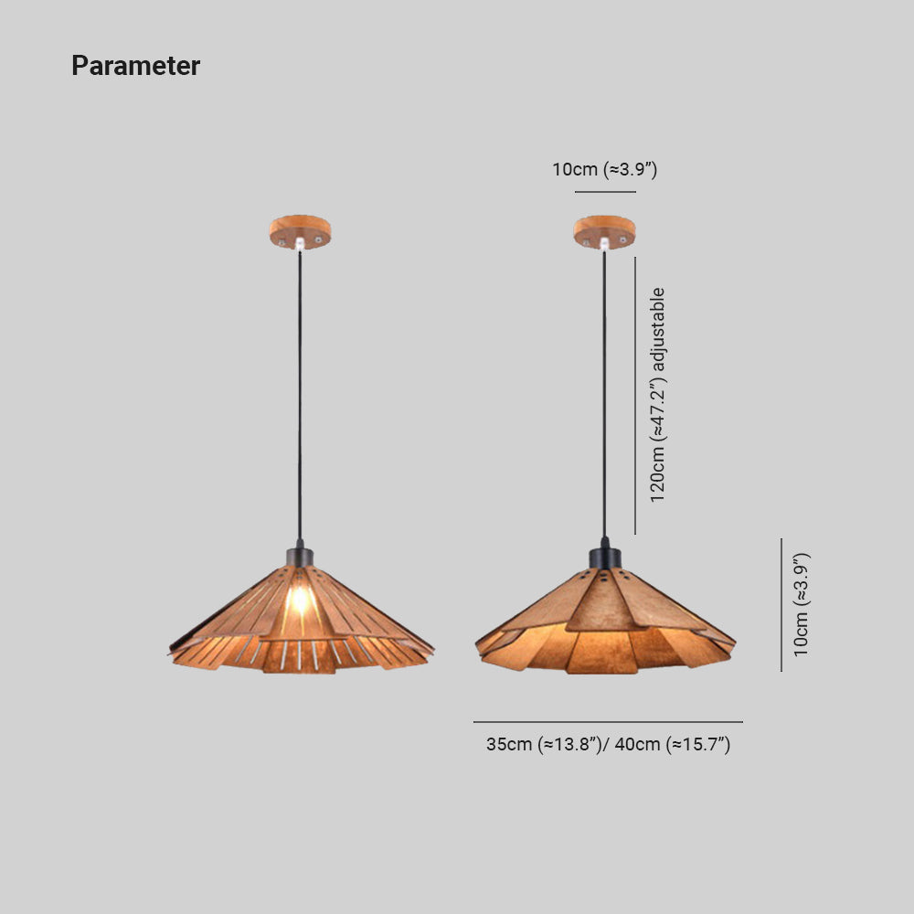 Muto Luminaires Suspension Rétro, Jaune/Brun, Métal & Bois - Neutralighting