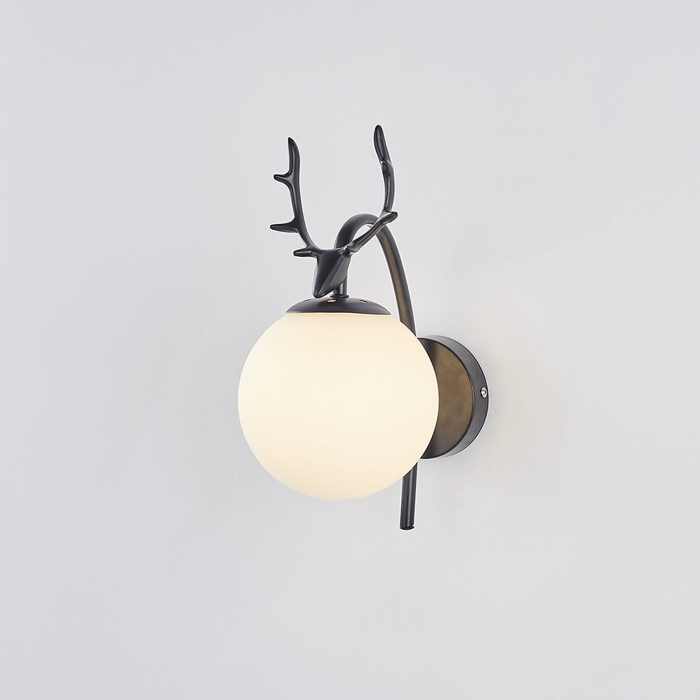Valentina Applique Murale Bois de Cerf Art-Déco Moderne Métal/Verre Noir/Or Salon - Neutralighting