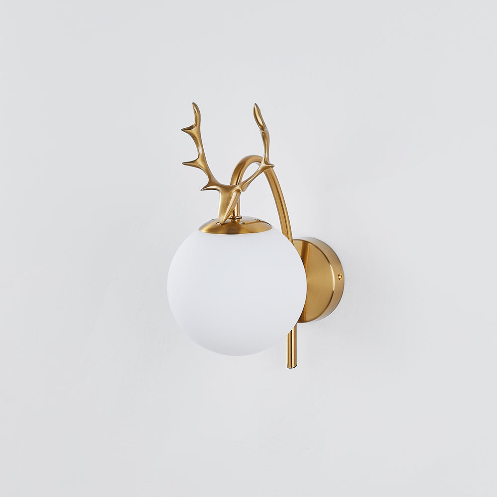 Valentina Applique Murale Bois de Cerf Art-Déco Moderne Métal/Verre Noir/Or Salon - Neutralighting
