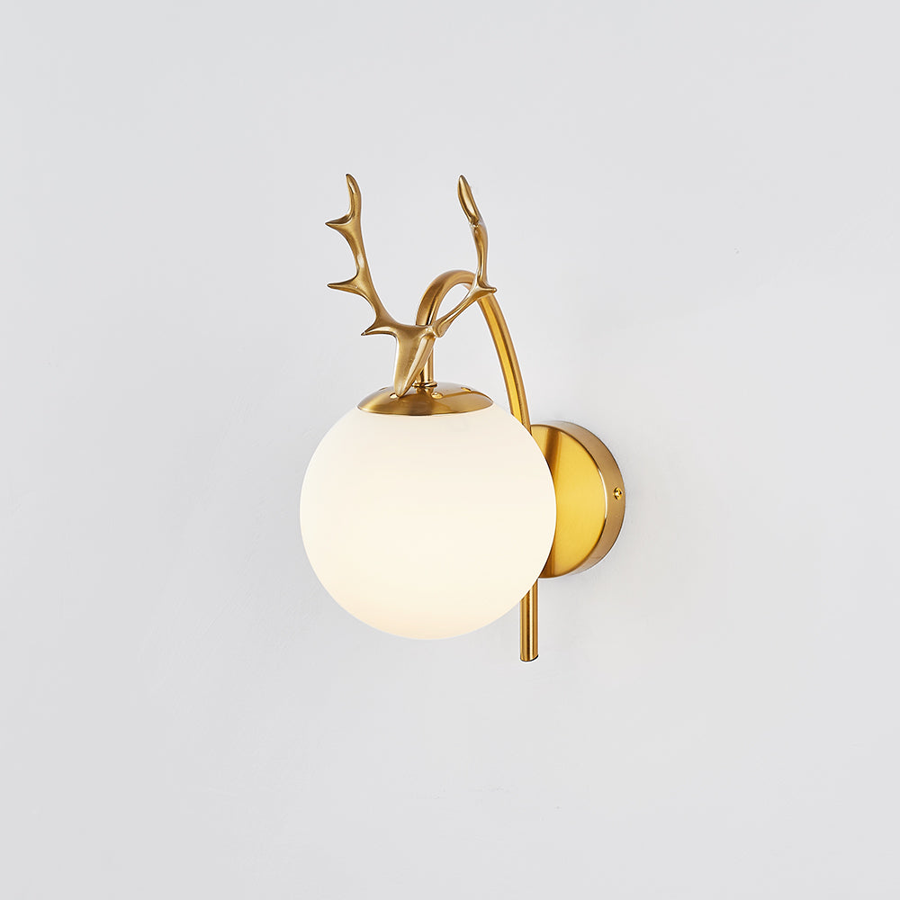 Valentina Applique Murale Bois de Cerf Art-Déco Moderne Métal/Verre Noir/Or Salon - Neutralighting