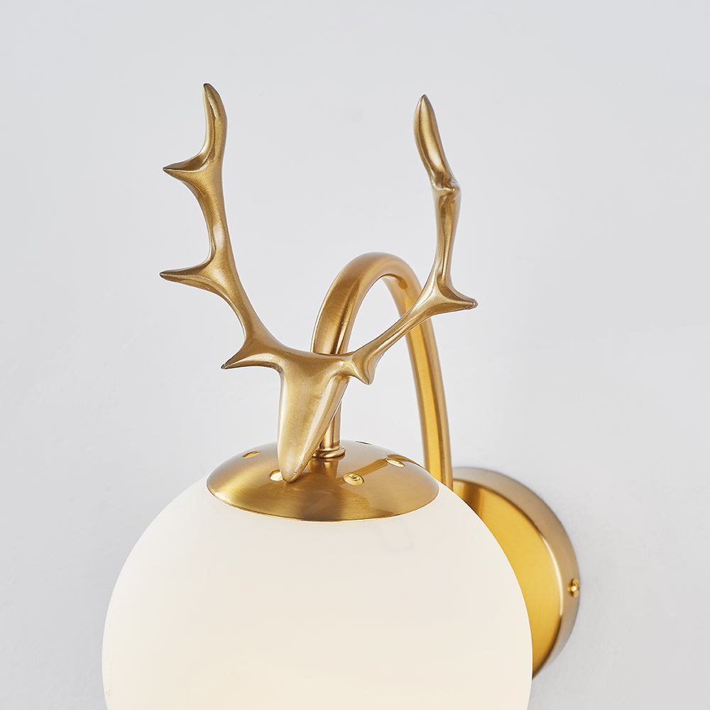 Valentina Applique Murale Bois de Cerf Art-Déco Moderne Métal/Verre Noir/Or Salon - Neutralighting