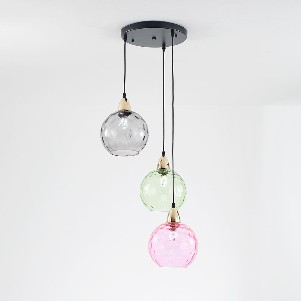 Valentina Suspension Boule Ondulation Nortique Métal/Verre Vert/Gris Salon - Neutralighting