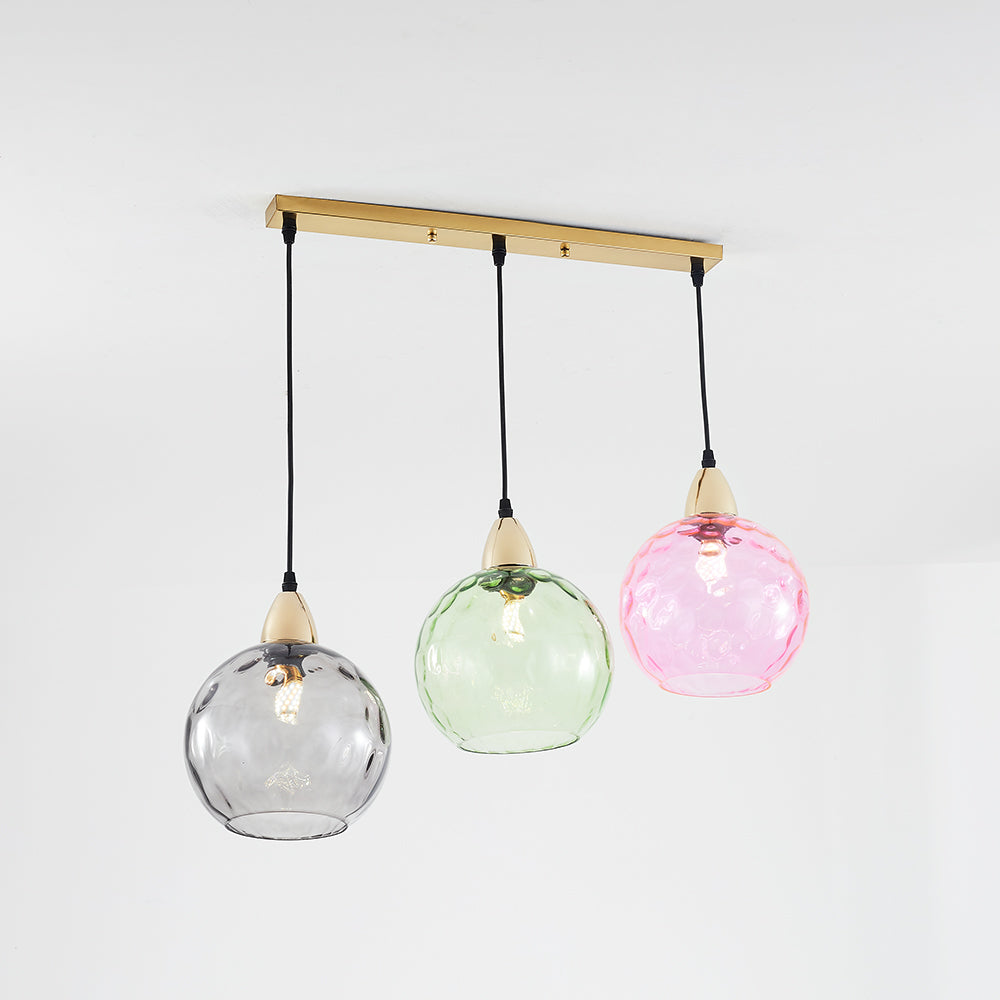 Valentina Suspension Boule Ondulation Nortique Métal/Verre Vert/Gris Salon - Neutralighting