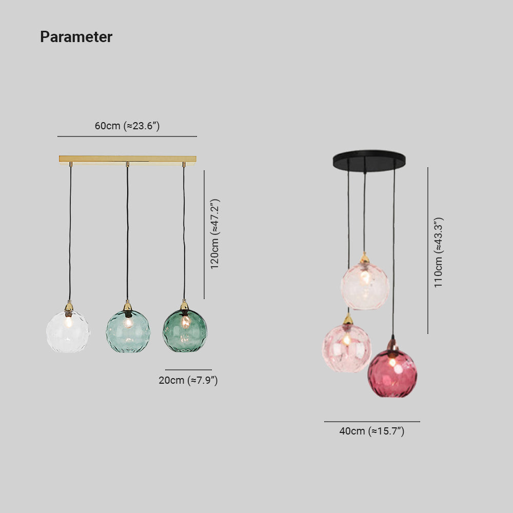 Valentina Suspension Boule Ondulation Nortique Métal/Verre Vert/Gris Salon - Neutralighting