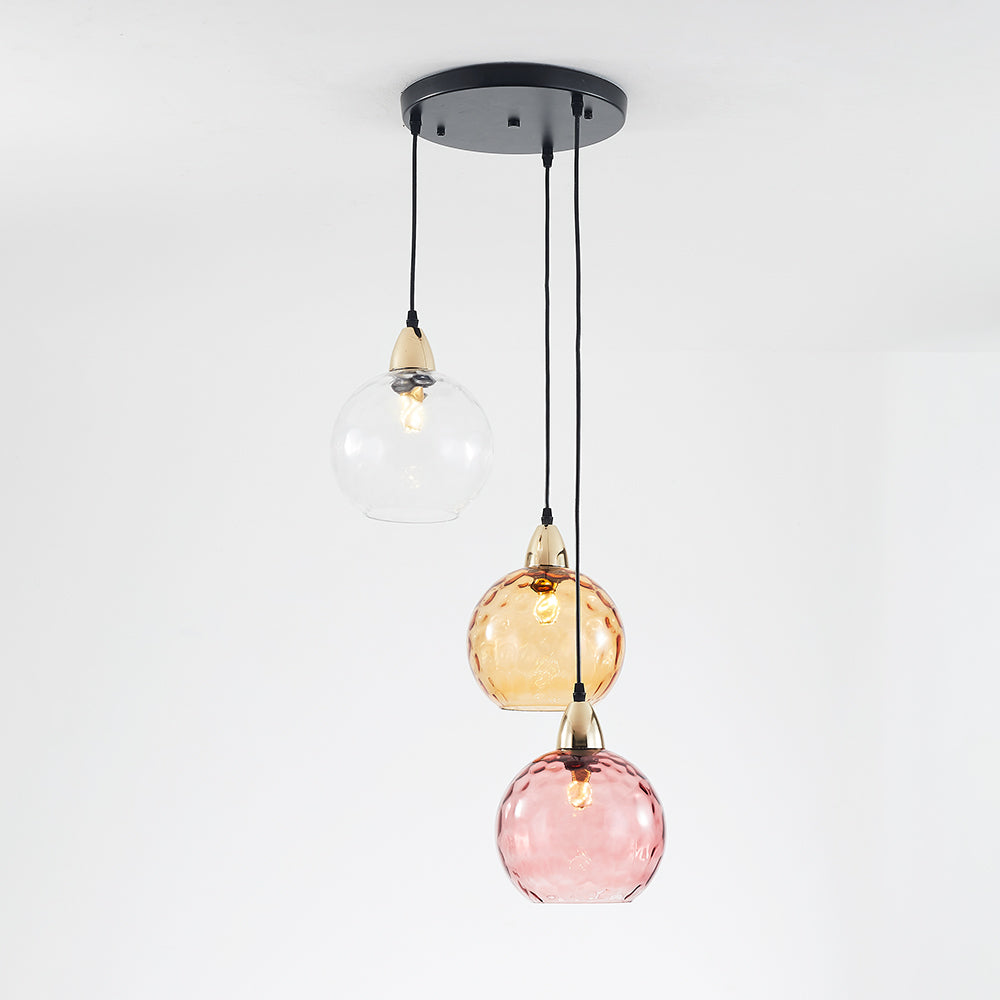 Valentina Suspension Boule Ondulation Nortique Métal/Verre Vert/Gris Salon - Neutralighting