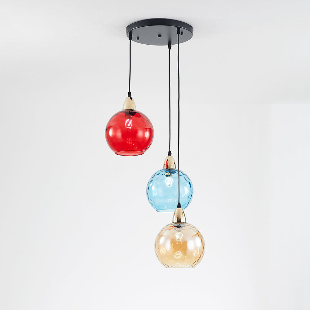 Valentina Suspension Boule Ondulation Nortique Métal/Verre Vert/Gris Salon - Neutralighting