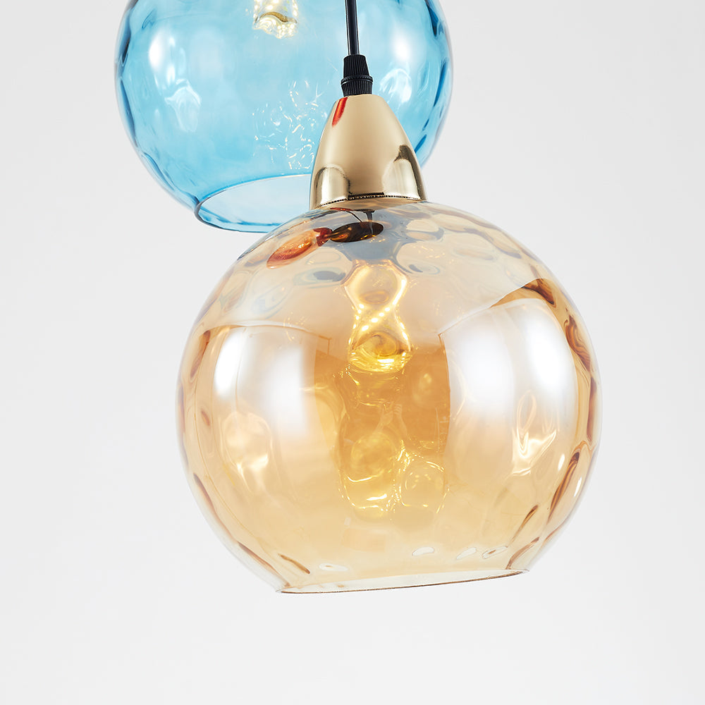 Valentina Suspension Boule Ondulation Nortique Métal/Verre Vert/Gris Salon - Neutralighting