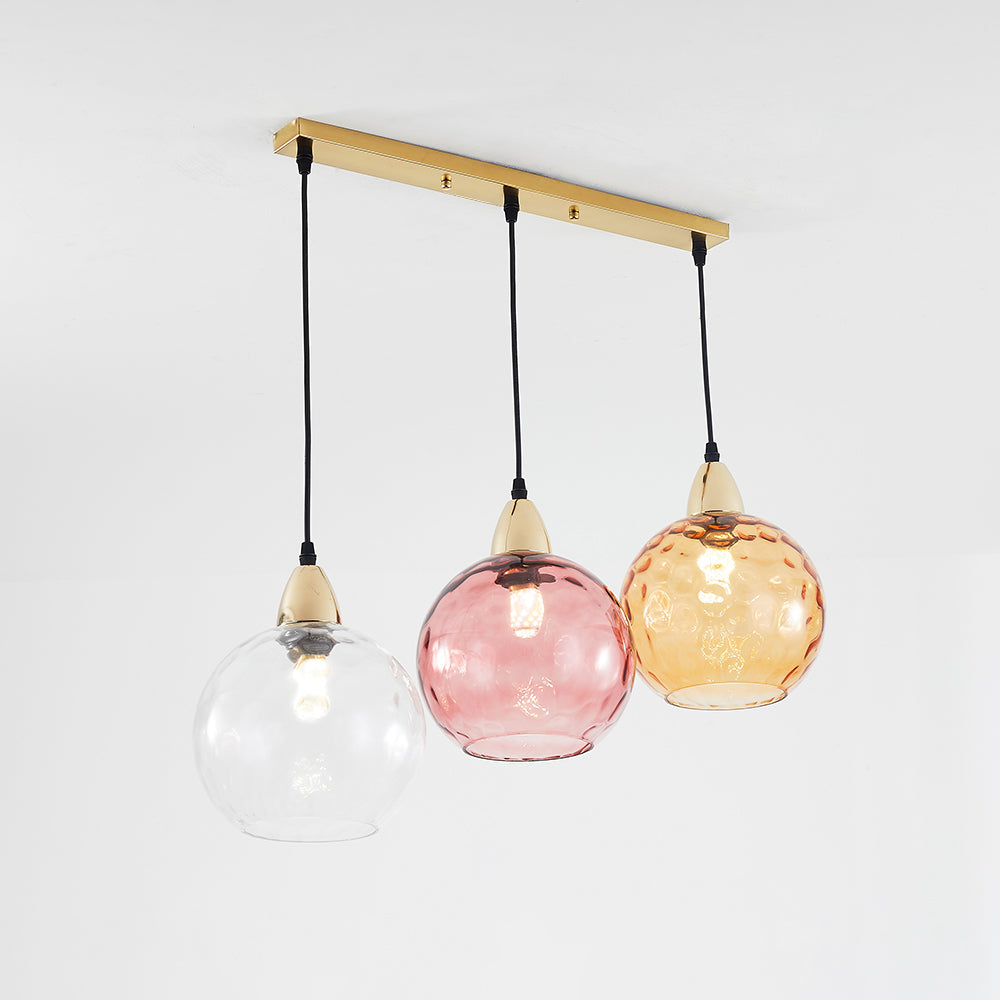 Valentina Suspension Boule Ondulation Nortique Métal/Verre Vert/Gris Salon - Neutralighting