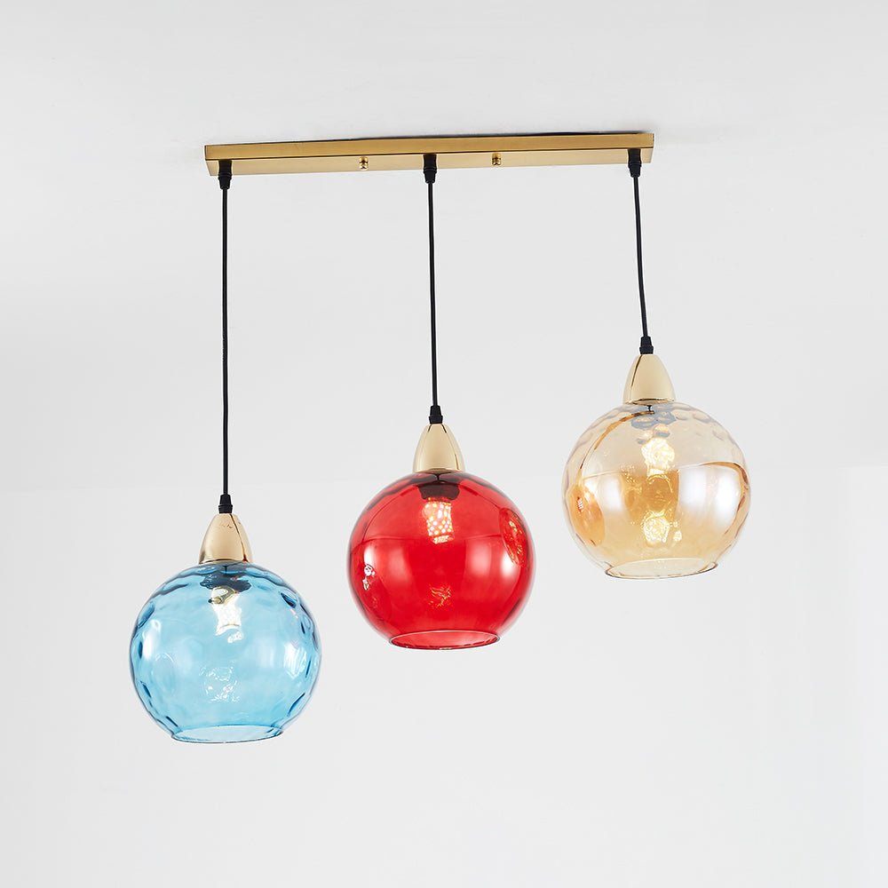 Valentina Suspension Boule Ondulation Nortique Métal/Verre Vert/Gris Salon - Neutralighting