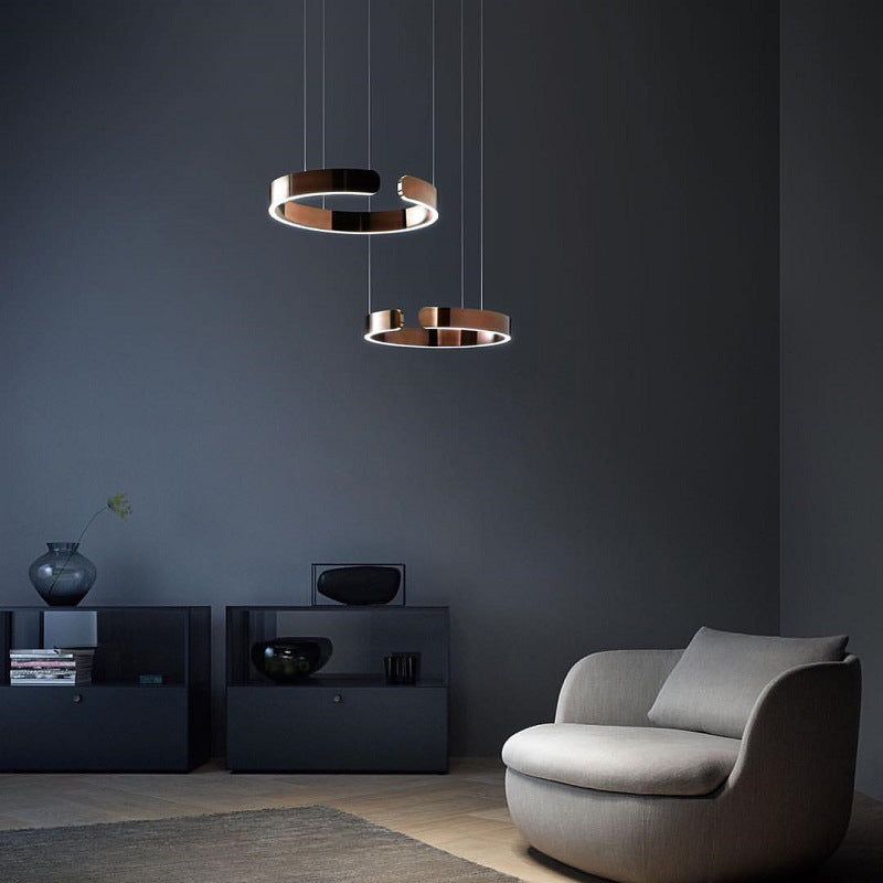 Urel Suspension Cercle Noir/Or Rose Salon/Chambre à Coucher