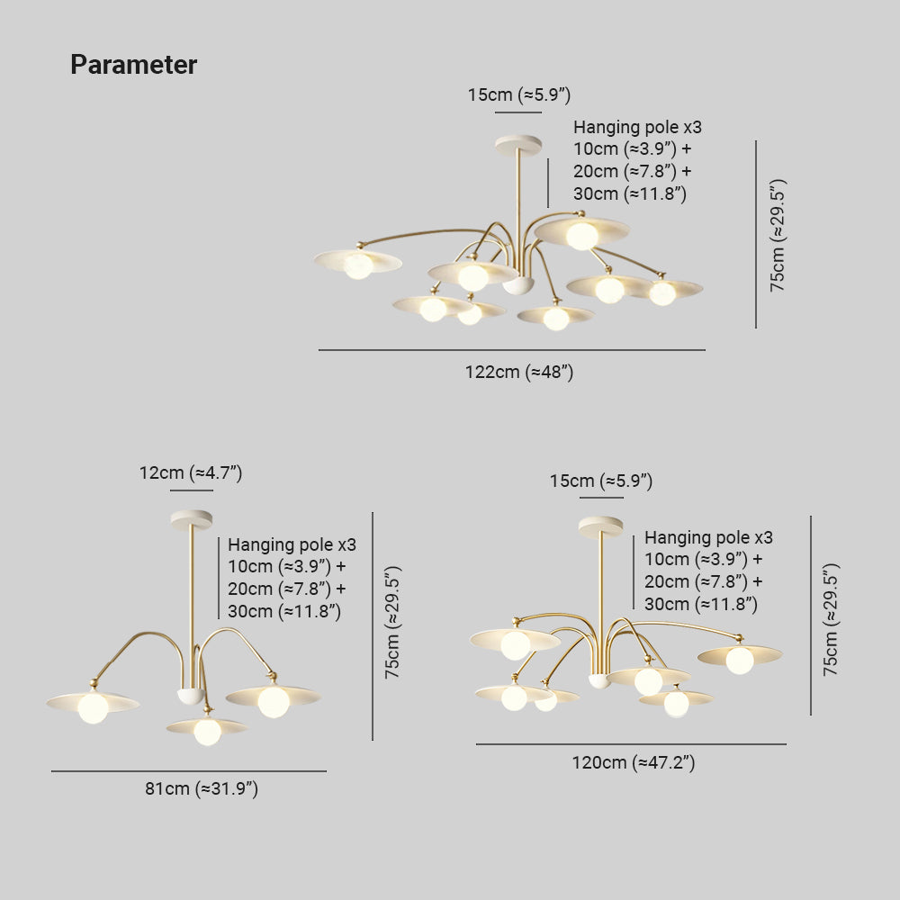 Arisha Suspension Fleur Art Déco, Métal/Verre, Blanc, Salon - Neutralighting