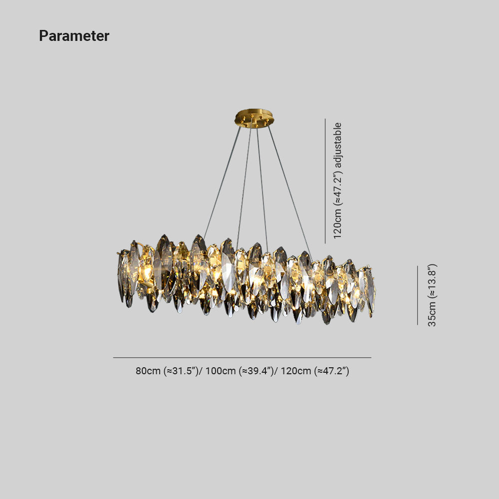 Kristy Suspension Anneau Contemporaine, Métal/Cristal, Noir/Or, Chambre à Coucher/Salle à Manger