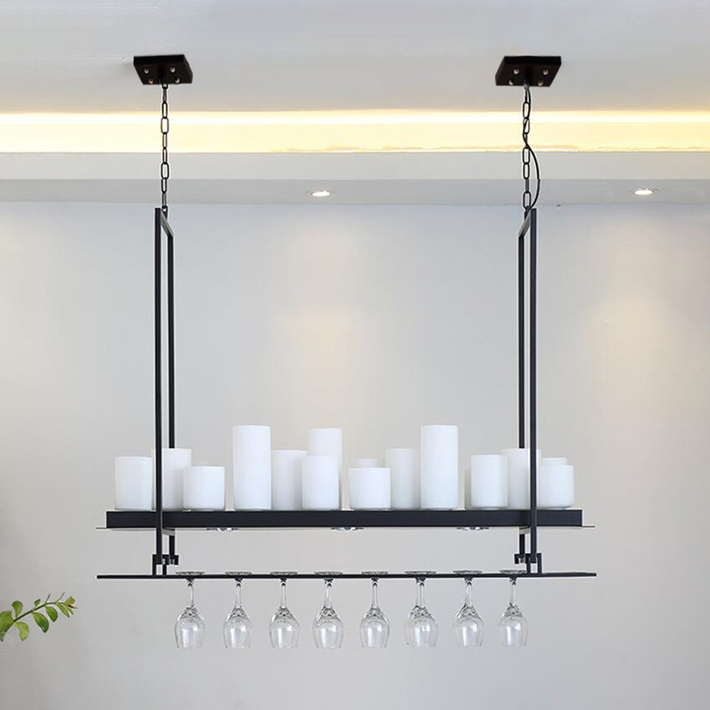 Silva Suspension Cylindre Moderne, Métal/Verre, Blanc/Noir, Restaurant/Bar - Neutralighting
