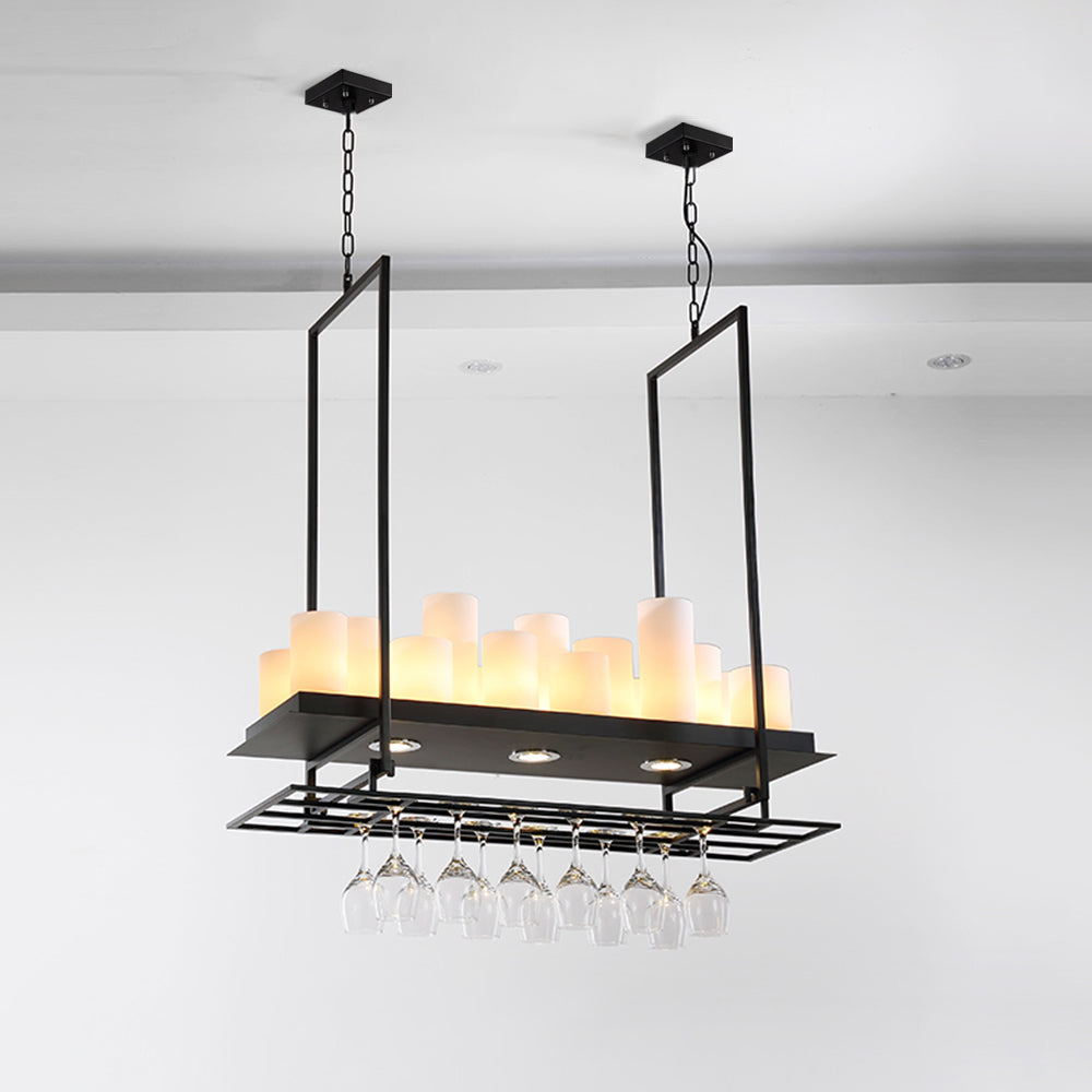 Silva Suspension Cylindre Moderne, Métal/Verre, Blanc/Noir, Restaurant/Bar - Neutralighting