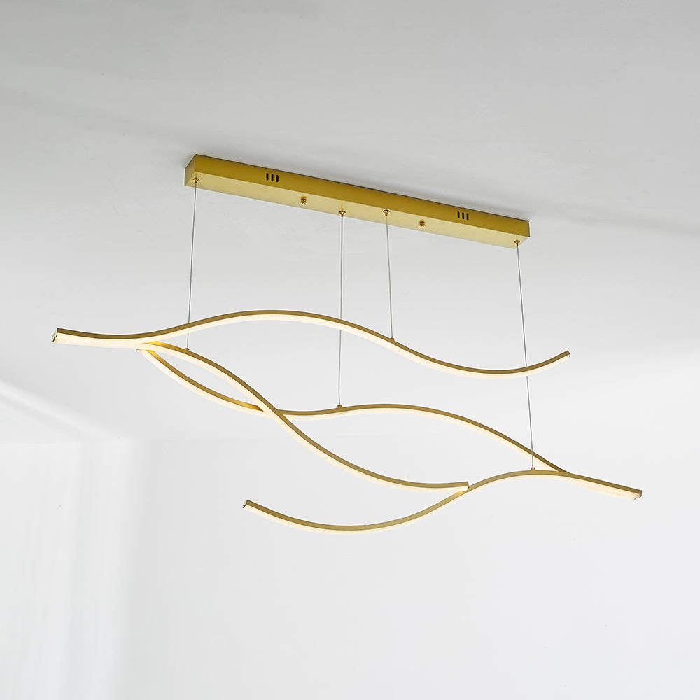 Nayel Luminaires Suspension linéaire. LED Noir/Or. Salon - Neutralighting