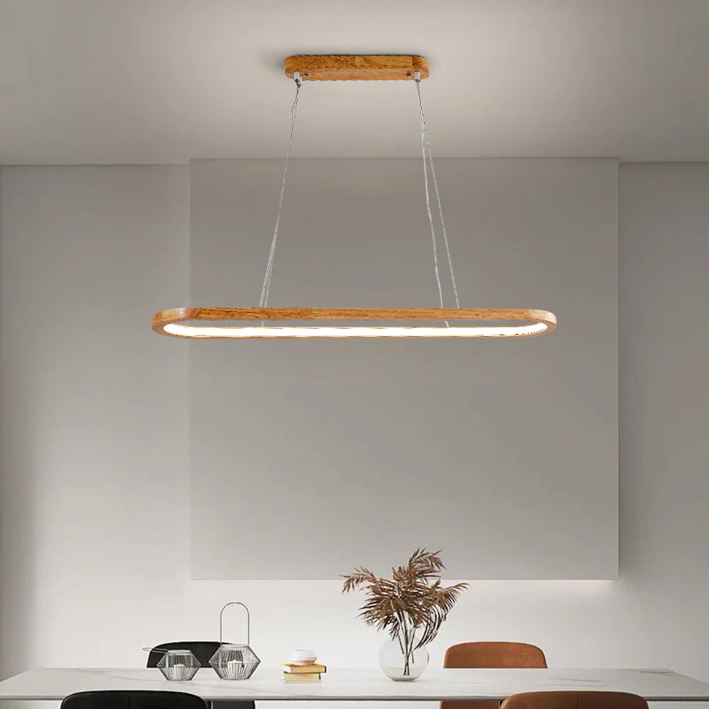 Muto Suspension Ellipse Moderne, Bois/Acrylique, Bois, Salon - Neutralighting