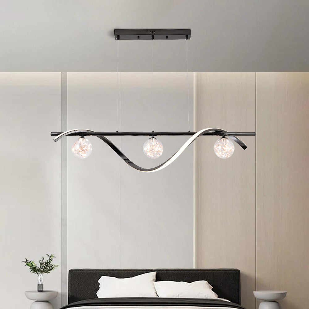 Arisha Suspension Linéaire Moderne, Métal/Verre, Noir/Or, Bar/Restaurant - Neutralighting