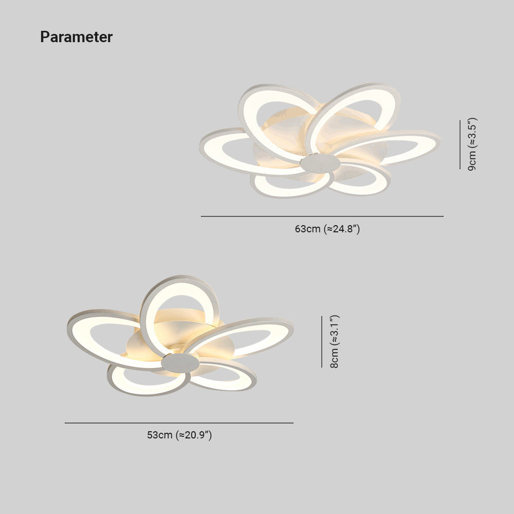 Arisha Plafonnier Fleur Moderne, Métal/Gel de Silice, Blanc, Salon - Neutralighting