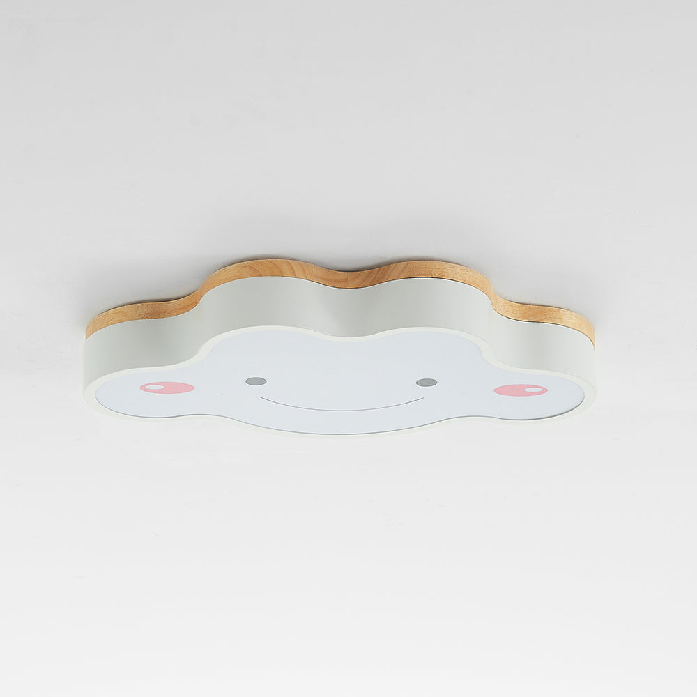 Aria Plafonnier Nuage Moderne, Acrylique/Bois, Blanc/Vert/Rose, Chambre - Neutralighting