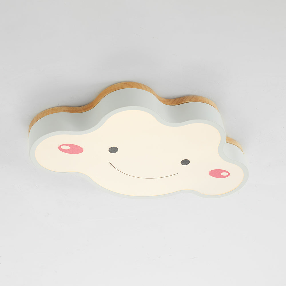 Aria Plafonnier Nuage Moderne, Acrylique/Bois, Blanc/Vert/Rose, Chambre - Neutralighting