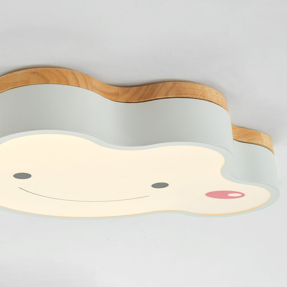 Aria Plafonnier Nuage Moderne, Acrylique/Bois, Blanc/Vert/Rose, Chambre - Neutralighting
