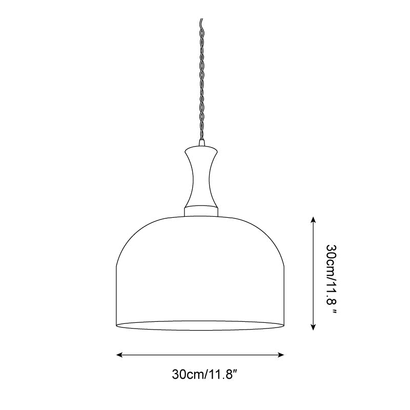 Lacey Suspension Lampe en Verre avec Dôme Ambre et Col en Bois - Neutralighting