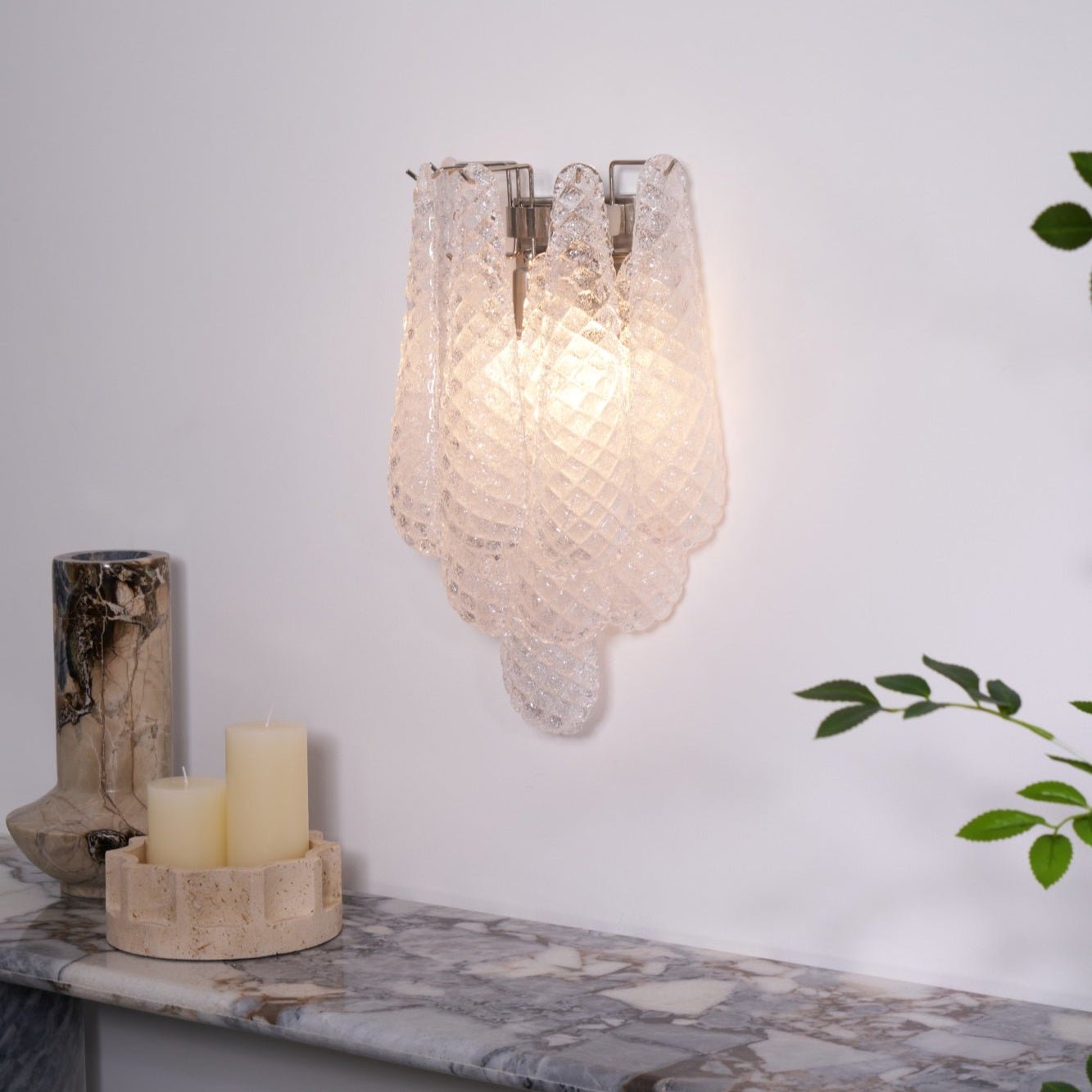 Aurora Wall Lamp Pink Teardrop Glass Floral Artistic - Letslighting